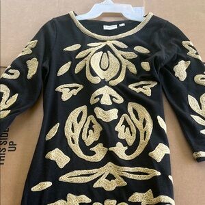 Black Dress with Gold Embroidered Detail